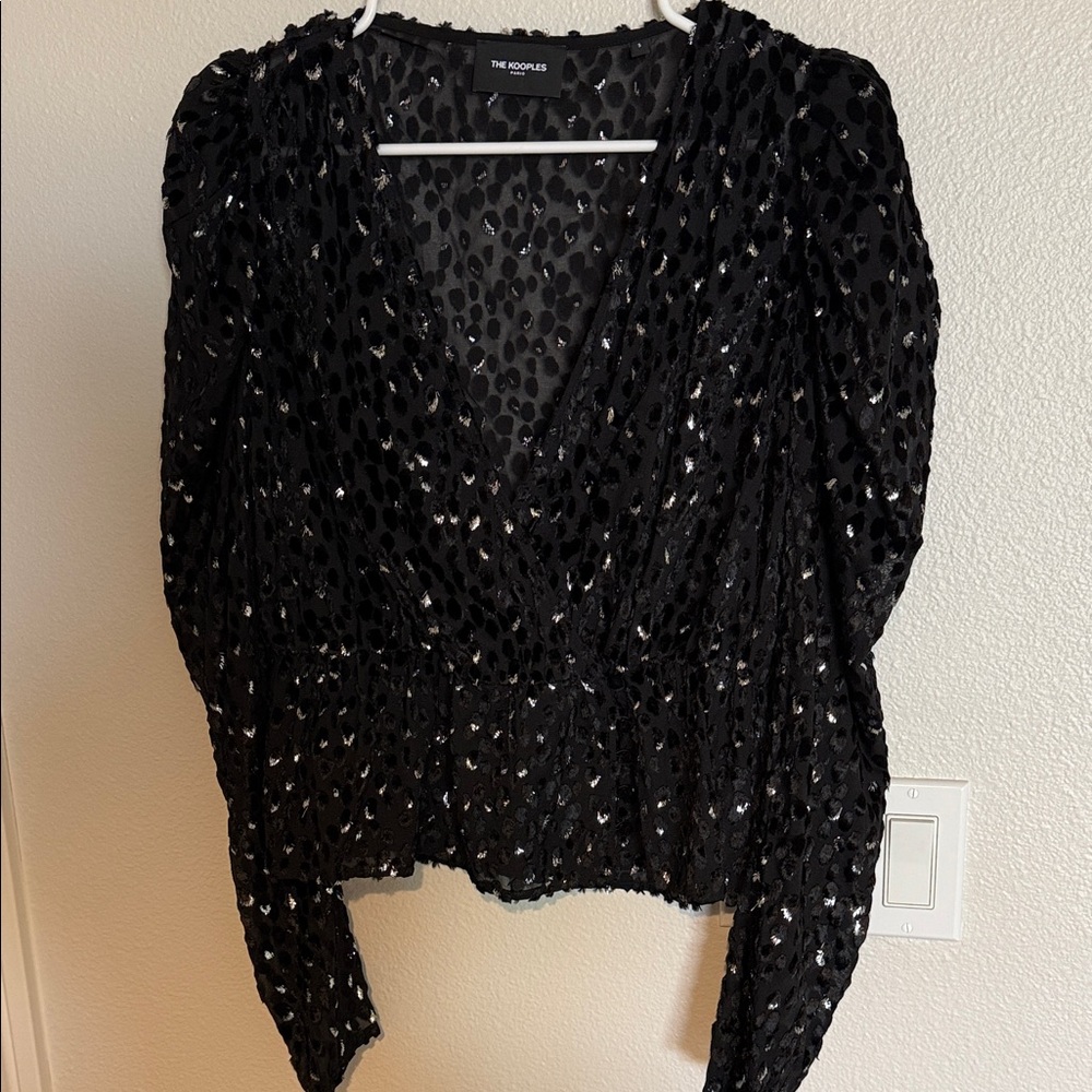 The Kooples Black Sequin V-Neck Sweater